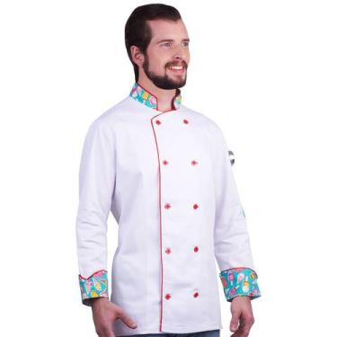Imagem de Dólmã Para Chef De Cozinha Unissex 100% Algodão Estampa Picolés E Sorv