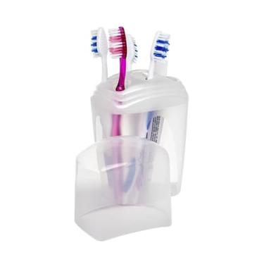 Imagem de Porta Escovas de Dente Com Tampa Para 5 Escovas Organizador Banheiro