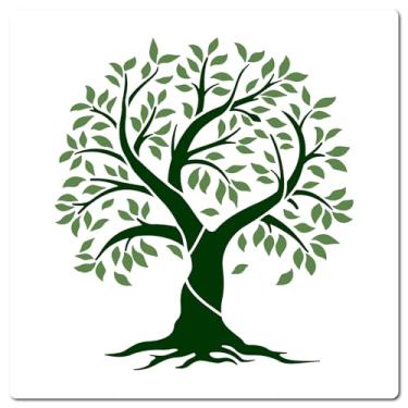 Imagem de GORGECRAFT Estêncil Árvore da Vida 11,8 x 11,8 polegadas grande PET plástico quadrado árvore DIY arte artesanato modelo de desenho reutilizável para pintura em tecido de parede de madeira tela móveis