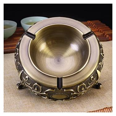 Imagem de Cinzeiro de ervas daninhas cinzeiro de cobre redondo cilindro de tecido de coleção de cinzas de cigarro de cor cobre decorativo tradicional cinzeiros para cigarros