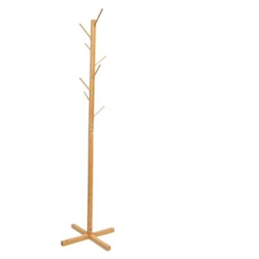 Imagem de Mancebo Cabideiro de Bambu 158cm – Design Moderno e Natural com 8 Ganchos, Estrutura Estável e Antiderrapante, Ideal para Roupas, Bolsas e Chapéus