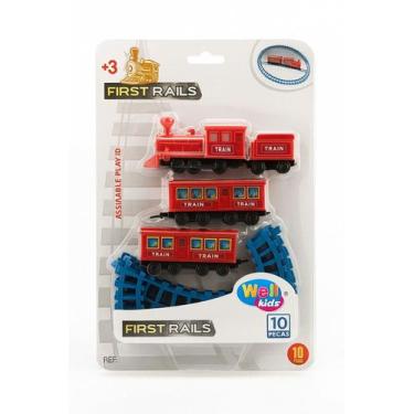 Imagem de Trenzinho Infantil Trilhos 3 Vagões Brinquedo Educativo Pilha - Útil F