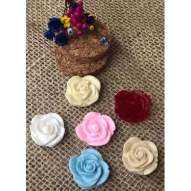 Imagem de Kit 100 Un de Sabonete Flor Mini Rosa COR AZUL TRANSLUCIDO 1,5 cm para