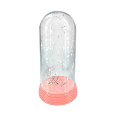 Imagem de Luminária Abajur Cúpula Redoma LEDs Luzes de Fadas - Amor Lindo, Rosa