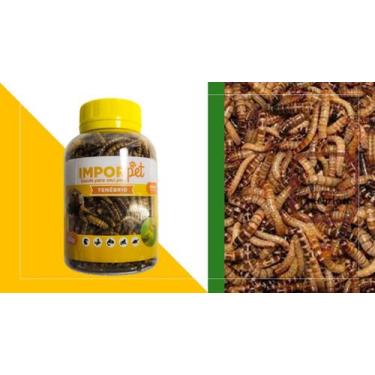 Imagem de 1 Pote com Tenébrio Desidratado para Aves Peixes Répteis Roedores e Pe