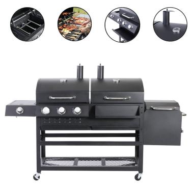 Imagem de Churrasqueira Americana Móvel 3 em 1 a Gás e Carvão com Defumador 3 Queimadores Importway Iwcg013