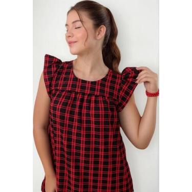 Imagem de Vestido Infantil Xadrez Grande Preto Com Vermelho - Se Tu Benção, Xadr