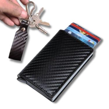 Imagem de Carteira Couro Pu Antifurto Slim Futuro Rfid Porta Cartões