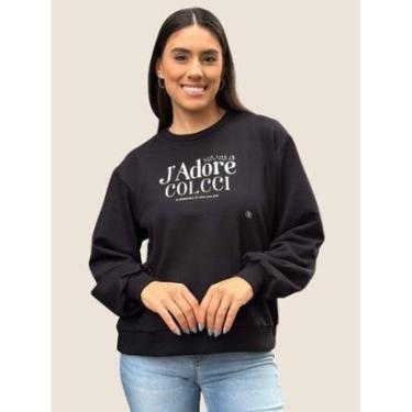 Imagem de Blusão Moletom Feminino Estampado J'adore Colcci Cor:;Tamanho:GG-Feminino