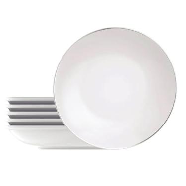 Imagem de Jogo 6 Pratos Rasos Porcelana Atena Tramontina 28cm Branco Mesa Posta Cozinha Restaurante