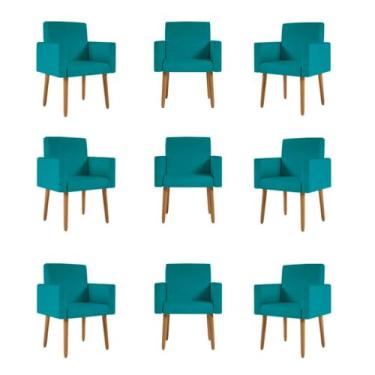 Imagem de Kit 09 Cadeiras Poltronas Decorativa - Escritório - Recepção Cor:azul-turquesa