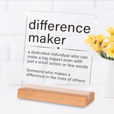 Imagem de Presentes de Apreciação para Líder Chefe Mentor Colega de Trabalho Professor Diferença Criador de Diferenças Definição Claro Placa Decorativa Placa de Acrílico com Suporte para Prateleira de Mesa de