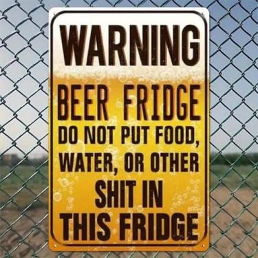 Imagem de Placa de aviso de geladeira de cerveja arte de parede de alumínio rústico e placa de metal - 20 x 30 cm vintage decoração interna e externa para casa, escritório, café, quintal e jardim, fazenda