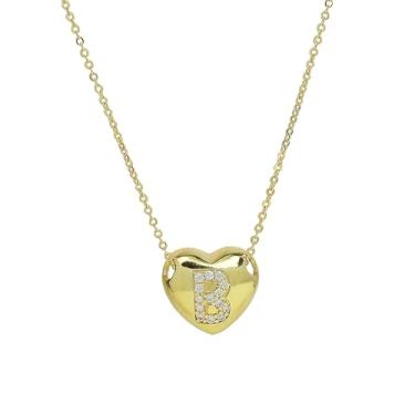 Imagem de 1 conjunto de coração de letra A a Z banhado a prata, colar feminino, colar feminino, joia fina, presente para mamãe, 44.5cm, Cobre, Sem Pedra Preciosa