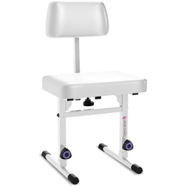 Imagem de Liquid Stands Banco de piano branco ajustável com encosto – Banco de teclado de música para pianos digitais e elétricos - Assentos elegantes para músicos, confortável, resistente, almofada acolchoada