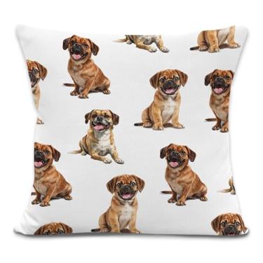 Imagem de Yorhifa Capas de travesseiro Puggle 45,7 x 45,7 cm, presentes de donos de cães, presentes de cachorro para amantes de cães, capas de almofada para sofá, decoração de quarto de casa