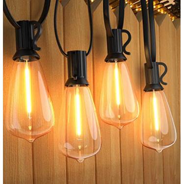 Imagem de Afirst Luzes LED para Ambientes Externos - Luzes Edison 20 pés com 22 lâmpadas conectáveis à prova d'água para pátio para festa de casamento quintal. Cabo preto