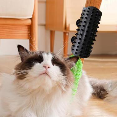 Imagem de 1 Pente de massagem para remoção de pelos de gatos para animais de estimação, escova de esfregar, escovar, autolimpante, parede, canto, arranhador, para animais de estimação (preto)