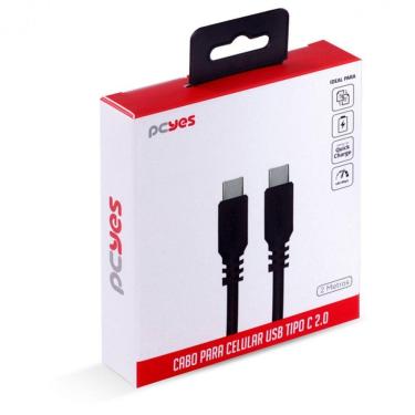 Imagem de Cabo Usb Tipo C 2.0 Para Usb Tipo C 2.0 2m Preto - Pucp-02