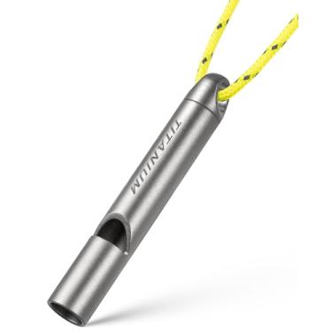 Imagem de IUMIUN Apito de emergência de titânio, apitos de segurança de sobrevivência para treinadores, treinamento de cães, caminhadas, salva-vidas - alto até 120 dB (fosco 1 pacote)