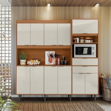 Imagem de Armário De Cozinha Bahamas 2.0 Compacta - 11 Portas 2 Gavetas Jequitiba-areia - Lukaliam Móveis Jequitiba-areia