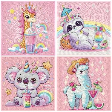 Imagem de bleihum 4 Pack Diamond Art Painting Kits for Kids Animals, Small Diamond Art for Kids Ages 8-12, Cute Gem Art Kits for Kid Gift Home Wall Decor 6X6 inch