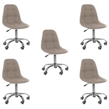 Imagem de Kit 5 Cadeiras Office Eiffel Botonê Ajustável Base Giratória Bege