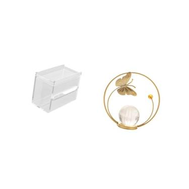 Imagem de Fenteer Escultura de Cristal Acrílico para Armazenamento de Papel Higiênico, Dispensador Moderno de Papel Toalha em Metal, Suporte de Parede para Lenços de Pa