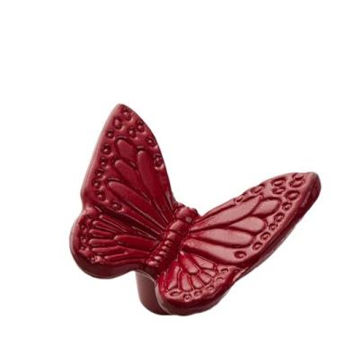 Imagem de Puxadores de porta de liga de zinco criatividade vintage antigo puxador de gaveta retrô estrela do mar puxadores de gaveta (vermelho-borboleta)