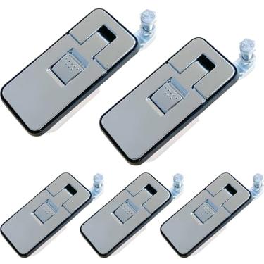 Imagem de Pacote com 5 travas de compressão de liga de zinco cromado, trava de mão ajustável sem chave para trailer, trailer, trailer, caminhão, caravana, barco, caixa de ferramentas, gaveta de móveis, armário