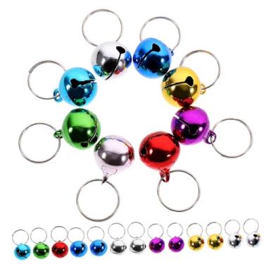 Imagem de Anel colorido de 14 mm Sinos decorativos de Natal para artesanato e chaveiros feitos à mão para decorações de férias, pacote com 24 peças
