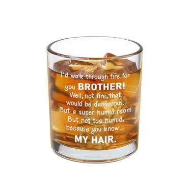 Imagem de Jogskeor Brother Gifts, I'd Walk Through Fire For You Copo de uísque de 290 ml, presentes engraçados de aniversário e Natal para irmão