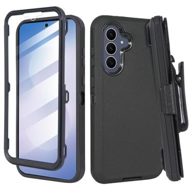 Imagem de Capa compatível com Samsung Galaxy S25 FE da 6goodeals – Capa de corpo inteiro resistente à prova de choque com protetor de tela integrado e coldre de clipe de cinto (preto)