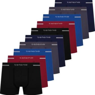 Imagem de Kit 10 Cuecas Boxer Selene Masculina Poliamida Box Sem Costura Atacado