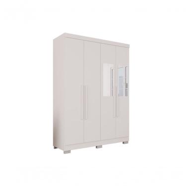 Imagem de Guarda Roupa Solteiro 4 Portas Recife Com Espelho Salleto Branco