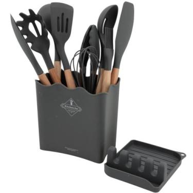 Imagem de Conjunto 11 Pçs Silicone Madeira + Balde Suporte Lovely Vibe, CINZA