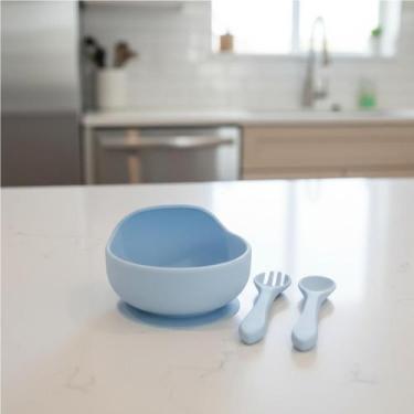 Imagem de Kit Papinha Silicone Tigela Ventosa Bpa Free Lovely Vibe, AZUL
