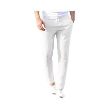 Imagem de Calças Masculinas de Linho e Algodão - Respirável, Casual e Fitness (S