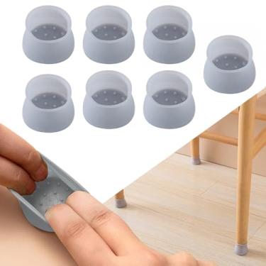 Imagem de 20 peças de protetores de perna de cadeira de silicone silenciosos protetores de chão para almofadas de pernas de cadeira para pisos duros transparentes