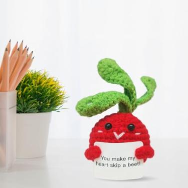 Imagem de Presente "You Make My Heart Skip a Beet!", Beterraba de crochê à mão com cartão de trocadilho, decoração fofa engraçada para ela, presente de Natal e dia dos namorados