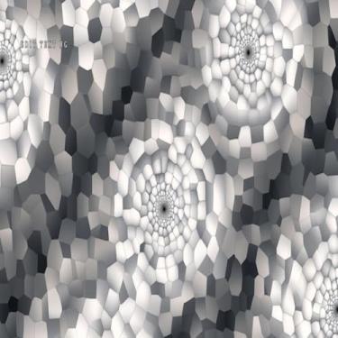 Imagem de Quadro Decorativo Abstrato Grayscale com Padrão Mosaico e Espirais para Sala e Escritório 40x40cm