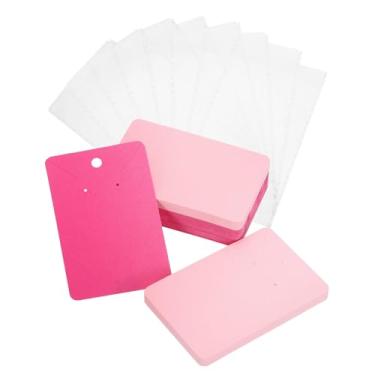Imagem de PATIKIL Cartões de exibição de brinco, 100 peças de cartões de suporte de colar com 200 peças de embalagem de joias para brinco, colar, embalagem de exibição de artesanato (rosa claro/vermelho rosa, 8