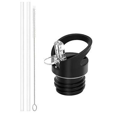 Imagem de Tampa de Palha de Substituição Para Tampa de Garrafa de Água Espova Hydro Flask Com Escova de Limpeza E Canudos