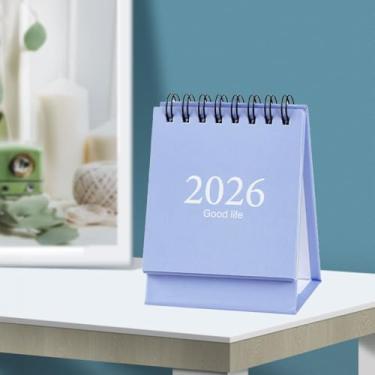Imagem de 1 mini calendário de mesa 2026, agenda diária rasgável, agenda de mesa, organização diária, lista de tarefas 2026, calendário de bobina para casa (azul)