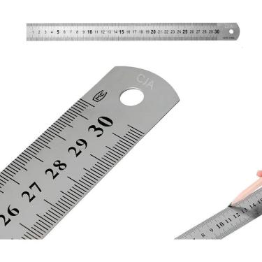 Imagem de Régua De Metal 30Cm Escola Artesanato Aço Prat