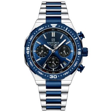 Imagem de Relógio De Quartzo Masculino Com Pulseira De Aço Inoxidável Esportivo Impermeável Azul