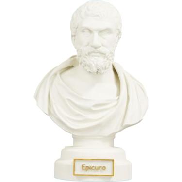 Imagem de Estátua Busto Epicuro de Samos - Filósofo Grego (Cor Mármore Dourado)