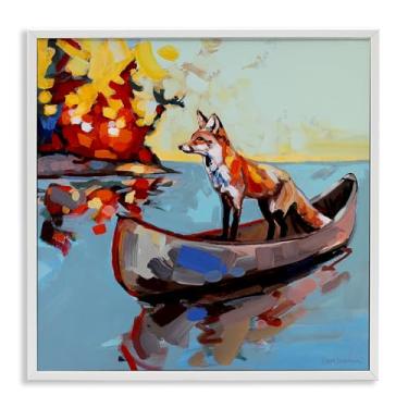 Imagem de Stupell Industries Fox's Voyage on Canoe Gray Framed Giclee Art, design por Adam Swanson, 12 x 12