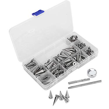 Imagem de Rebites punk rebites diy rebites punk liga de zinco acessórios artesanais de couro para pulseiras coleiras bolsas roupas chapéus 10 x 24 mm 100 peças com ferramentas e caixa de