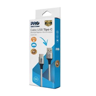 Imagem de Cabo Usb Tipo C Proeletronic Causb 150c Nylon Cinza 1 5m